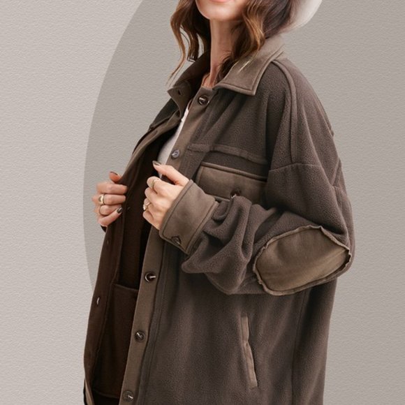 Elbow Patch Brushed Shirt Jacket - Picture 3 of 3